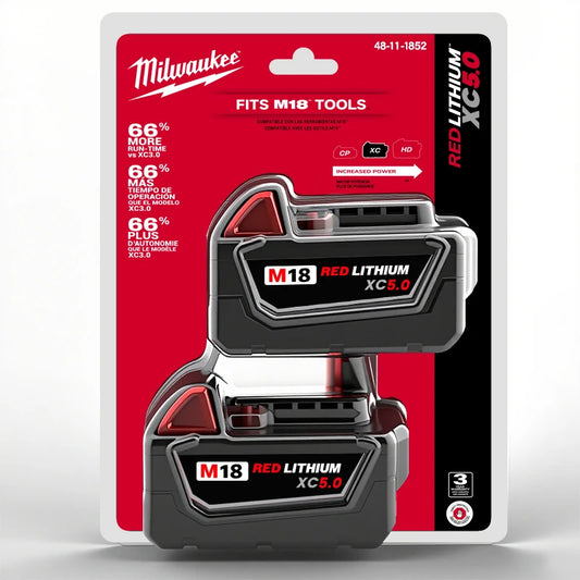Milwaukee M18 18V 5.0Ah Lithium Battery- 1pk, 2pk and 3pk