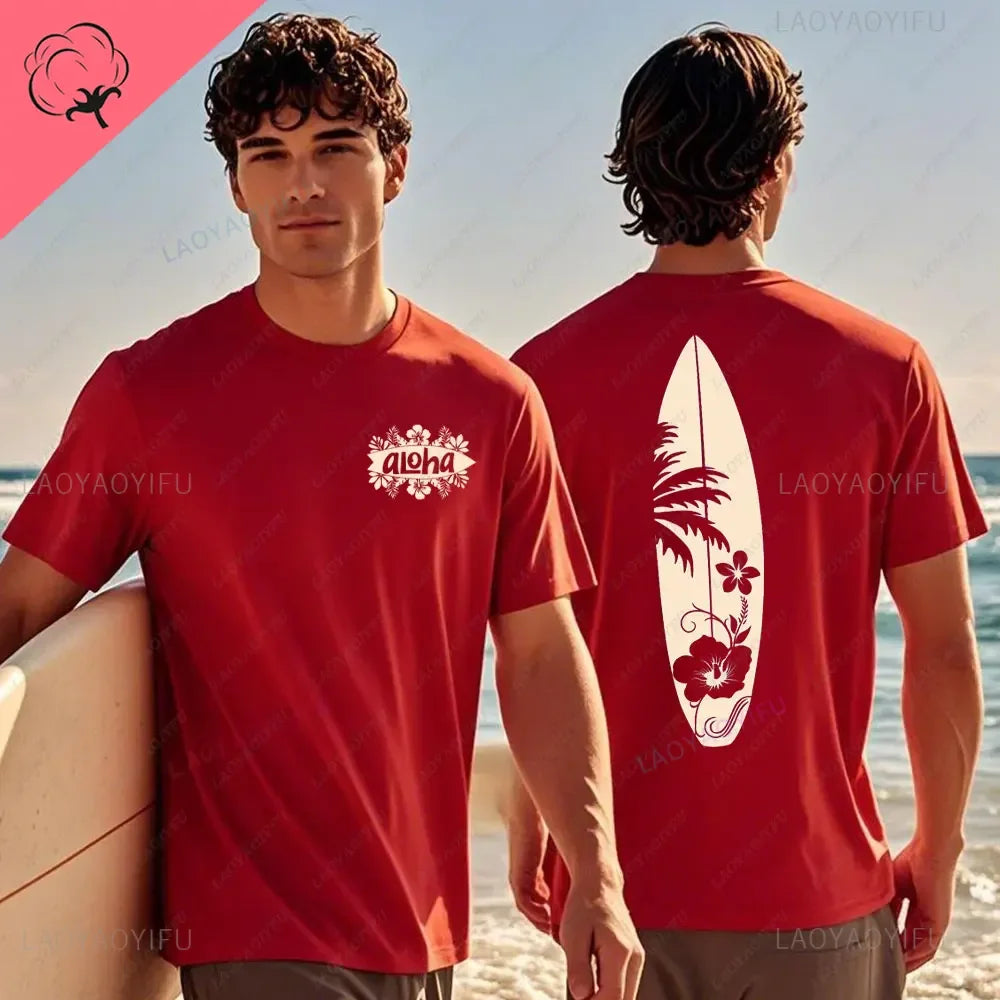 Hawaiian Traditions North Shore JV Printed Hawaii Surfing Men Women White High Qulaty Cotton T-shirt Comfortable Beach-style Surf Tee Tops