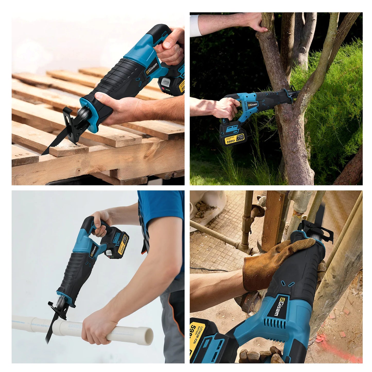 Makita Compatible 18V Gisam 3000W 10000SPM Electric Reciprocating Saw Electric Chainsaw Saber Saw Portable Cordless Tool For makita 18v battery pin