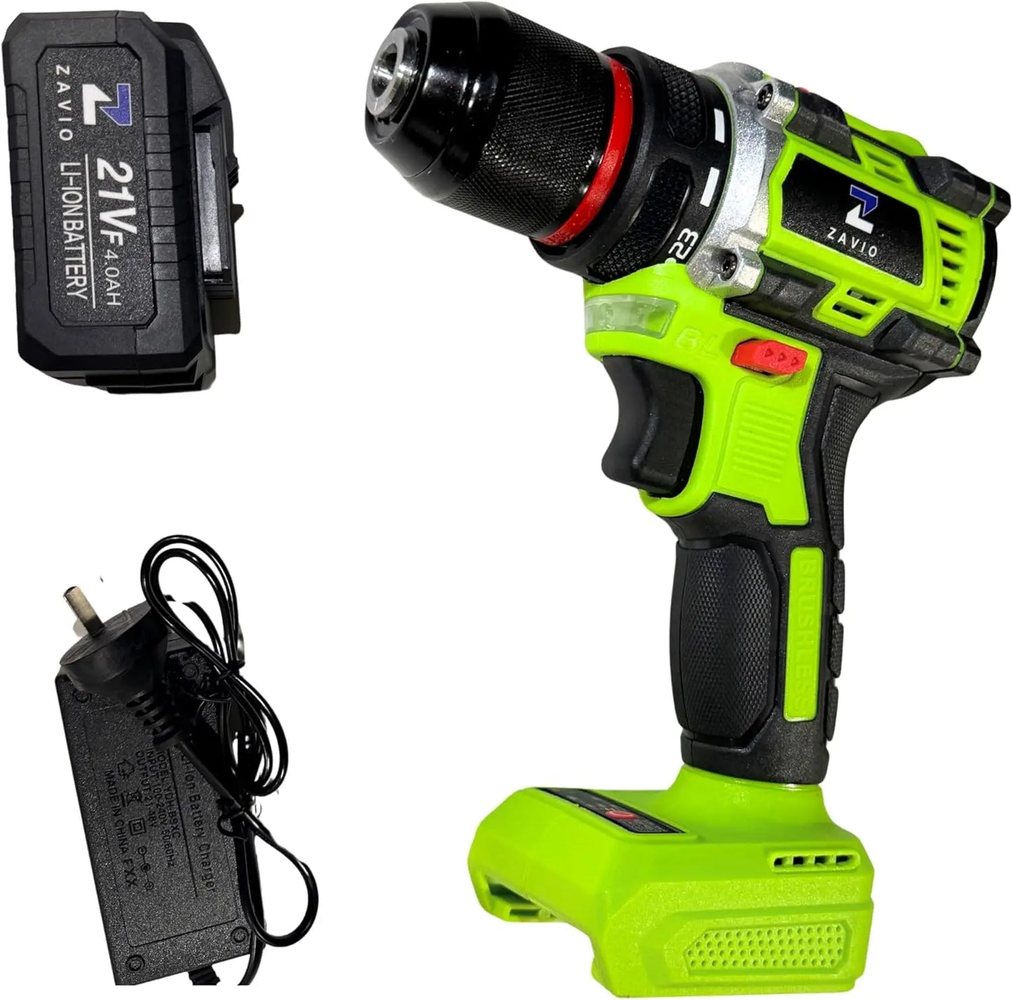 21V Cordless Brushless Power Drill with battery and charger kit in case – 75N.M Torque, 4.0Ah Battery, 2-Speed Variable, Work Light, Metal Chuck for Home DIY & Pro Use