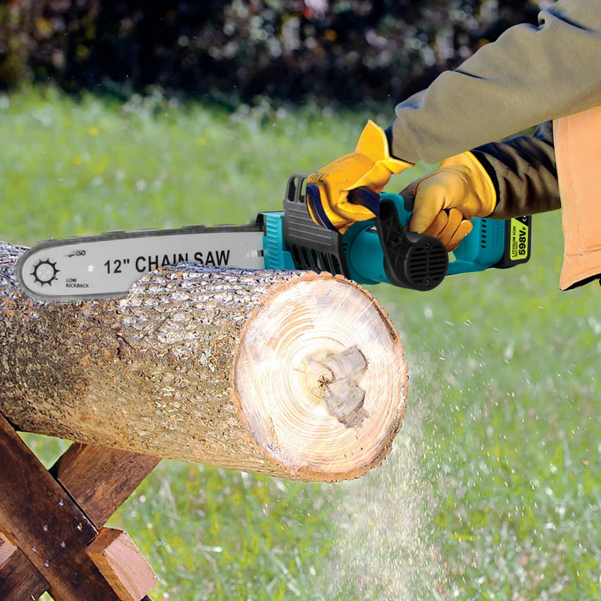 Makita Compatible 18V Gisam 12 Inch Brushless Electric Chain Saw With Oiler Cordless Handheld Chainsaw Graden Pruning Saw Power Tools for Makita 18V Battery