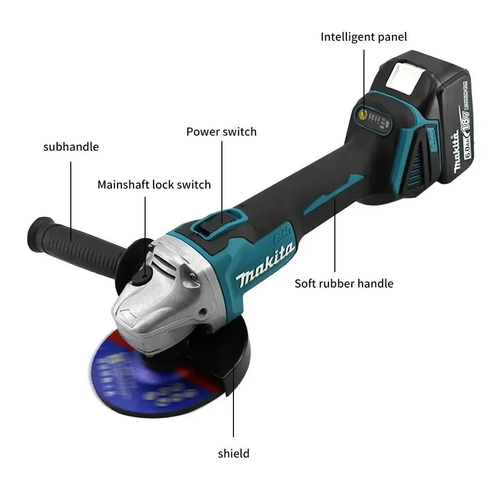 Makita DGA404 100/125mm Angle Grinder 18V Lithium Battery Brushless Polishing Machine 4 Gear Industrial Cutting Power Tools