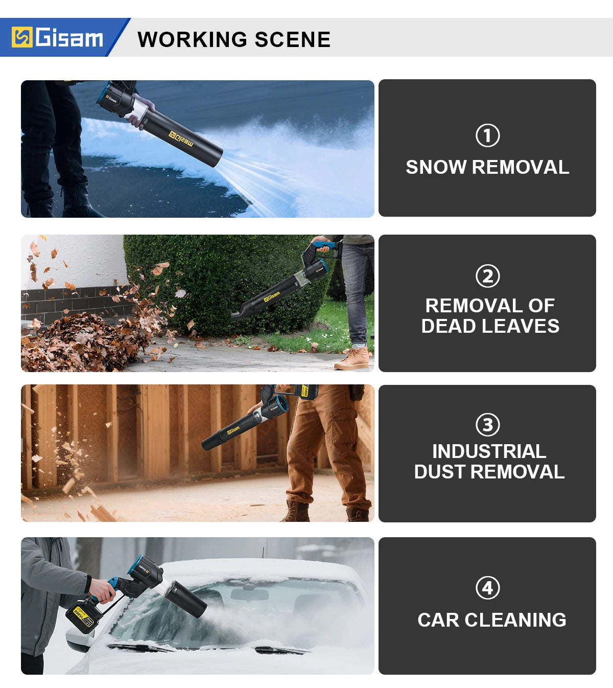 Makita Compatible 18V Gisam 35000RPM Brushless Electric Air Blower 2in1 Turbo Blower Fan Leaf Dust Snow Blowing Clean Tool For Makita 18V Battery Pin