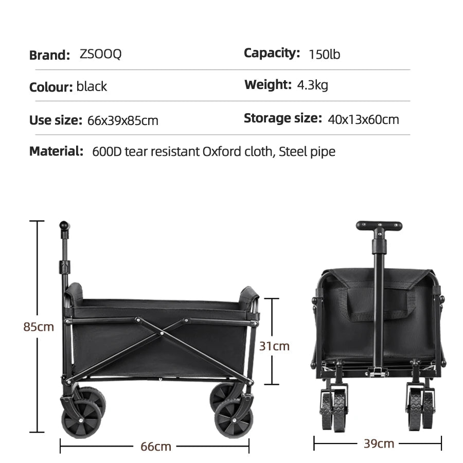 Trolley beach wagon JV Foldable Portable Picnic Outdoor Camping Cart Heavy Duty Folding Utility Cart Shopping Beach Collapsible Folding Utility Cart