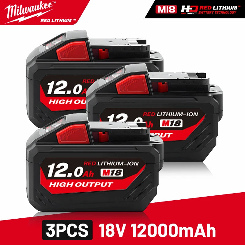 Milwaukee Original M18 12.0Ah 18V M18HB12 XC HD lithium battery- 1pk, 2pk and 3pk with charger options