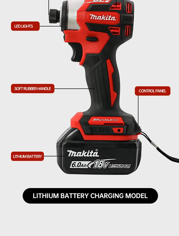 Makita 18V DTD173 Red Brushless Drill Power Tool for Home Improvement And DIY 180Nm Electric Wood/Bolt/T-Mode