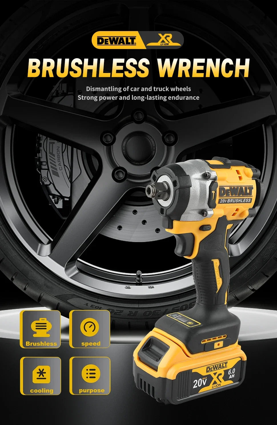 Dewalt 18V 20V Max DCF921 Impact Wrench with 6.0Ah battery and Charger