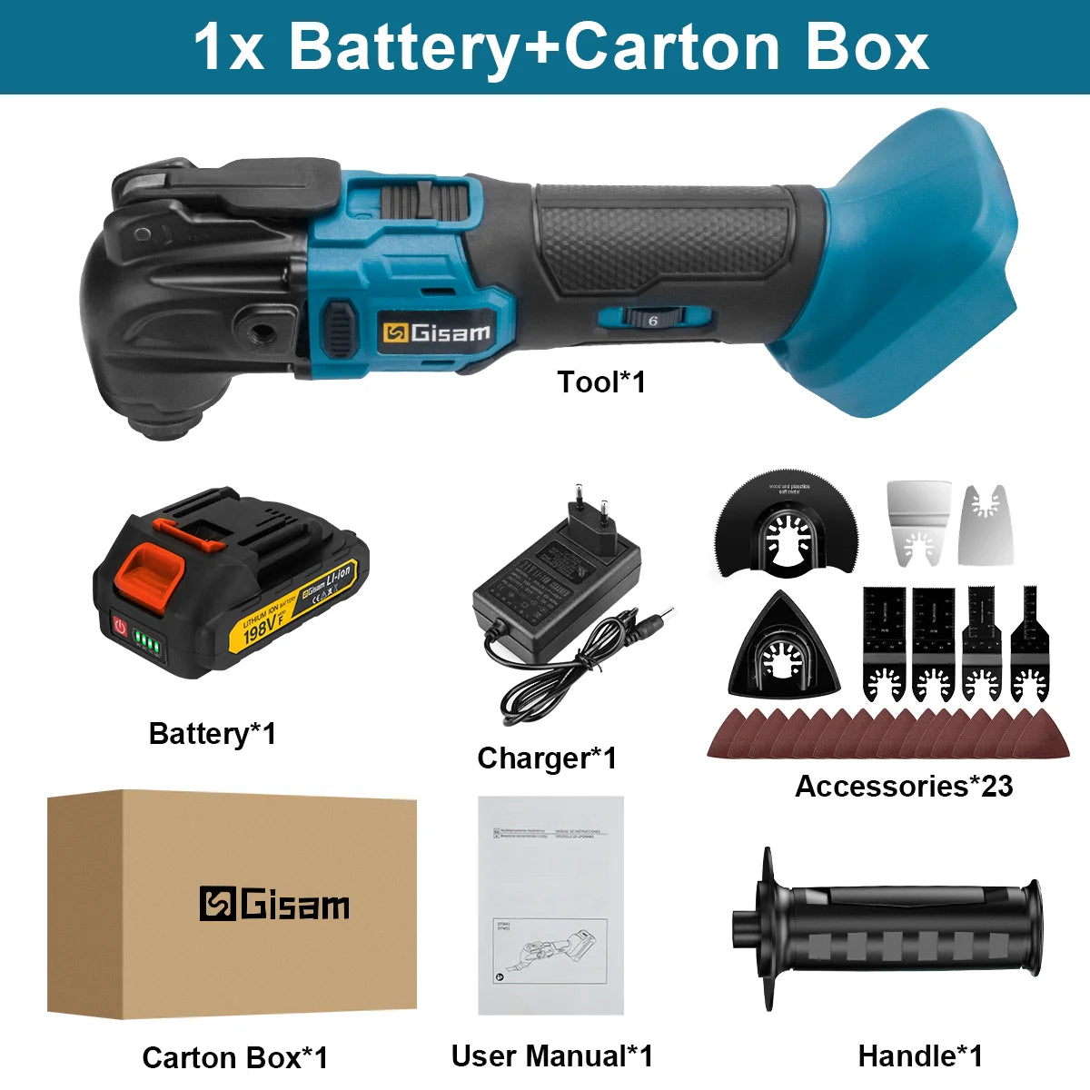 Makita Compatible 18V Gisam 20000OPM Brushless Oscillating Multi Tools Function Tool 6Gears Electric Saw Trimmer Shovel for Makita 18V Battery Pin