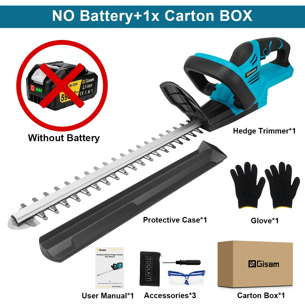 Makita Compatible 18V JV Gisam 20000RPM Brushless Electric Hedge Trimmer Lawn Mower Garden Landscaping Hedge Pruner Trimmer For Makita 18V Battery Pin