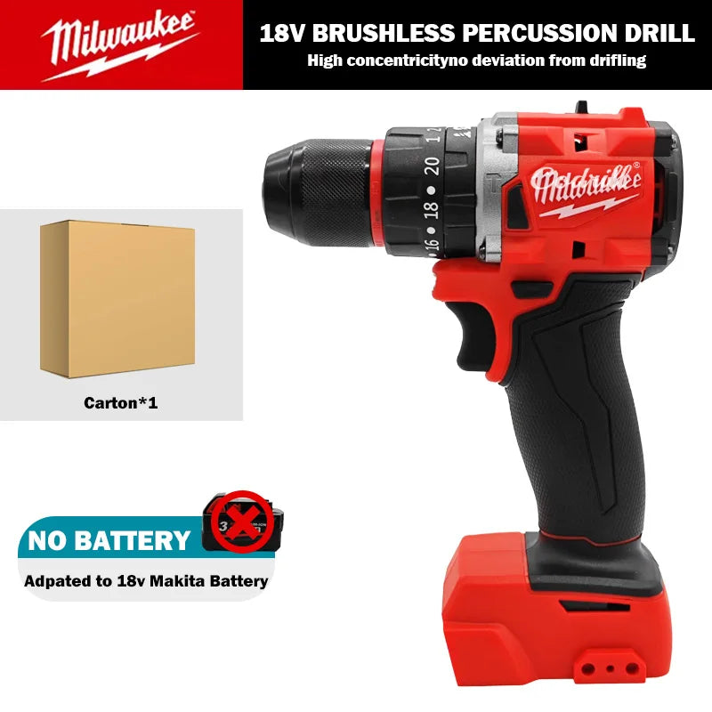 Milwaukee 18V Small Electric Drill 150N.m brushless Cordless Impact Drill of Decoration Team Uses 18V Milwaukee Battery Power Tool