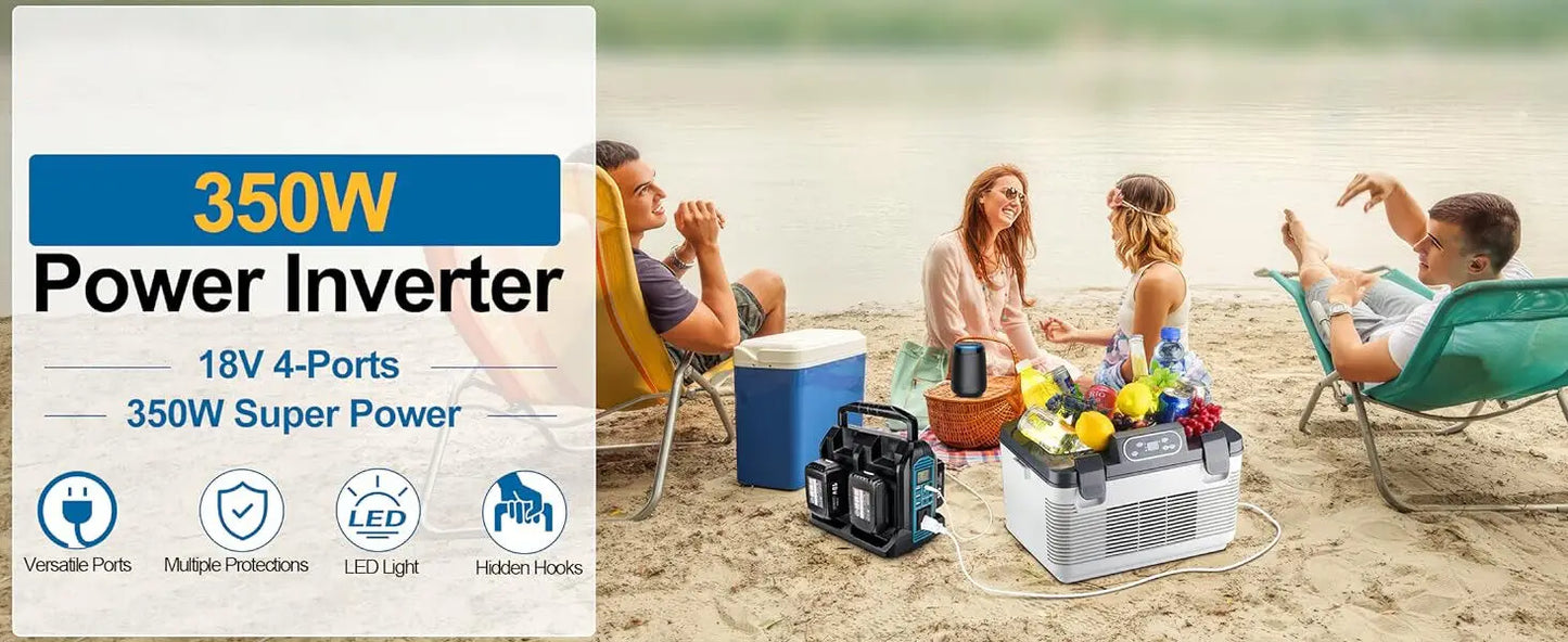 Makita Compatible 18V JV 350W Power Inverter for Makita 18V Battery DC 18V to AC 110-120V/220-230V Pure Sine Wave Battery Inverter for Camping Emergency