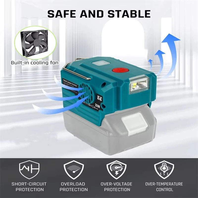 Makita Compatible 18V JV 350W Power Inverter for Makita 18V Battery DC 18V to AC 110-120V/220-230V Pure Sine Wave Battery Inverter for Camping Emergency