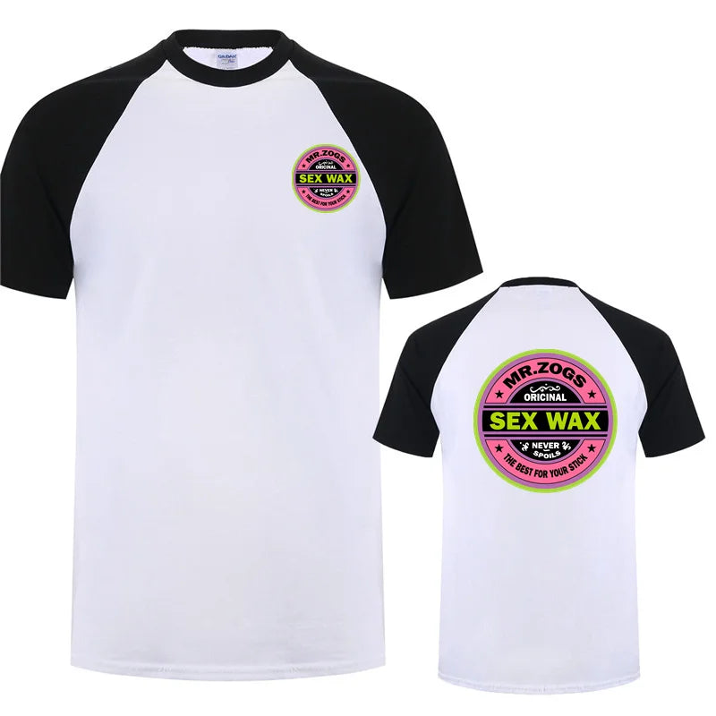 Sex Wax JV Printed Mr Zogs Surf T Shirt Men Casual Sex Wax T-shirts Summer Short Sleeve Cotton Mans Cool Tops DZ-031