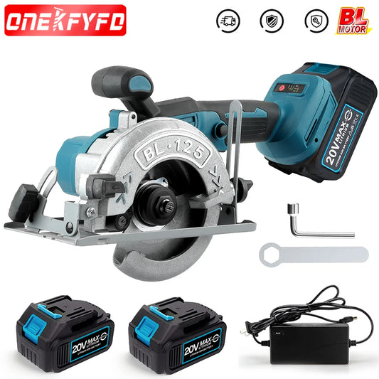 Makita Compatible 18V JV Brushless Circular Saw 125mm Cordless Electric Saw Adjustable Wood Cuttiing Machine Handheld Woodworking Saw for Makita Battery