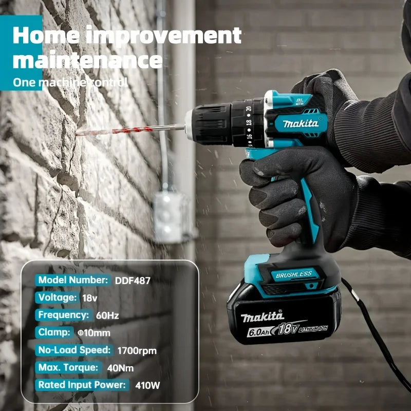 Makita Original 18V DDF487 and battery Combos Cordless Driver Drill Brushless Electric Impact Screwdriver 18V Rechargeable Power Tool