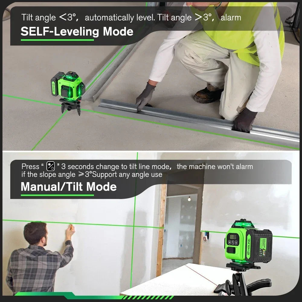 HGLINE JV 4D 16 Lines Professional Laser Level 4x360° Cross Horizontal Vertical Levels Machine APP Remote Control Laser Level Tool