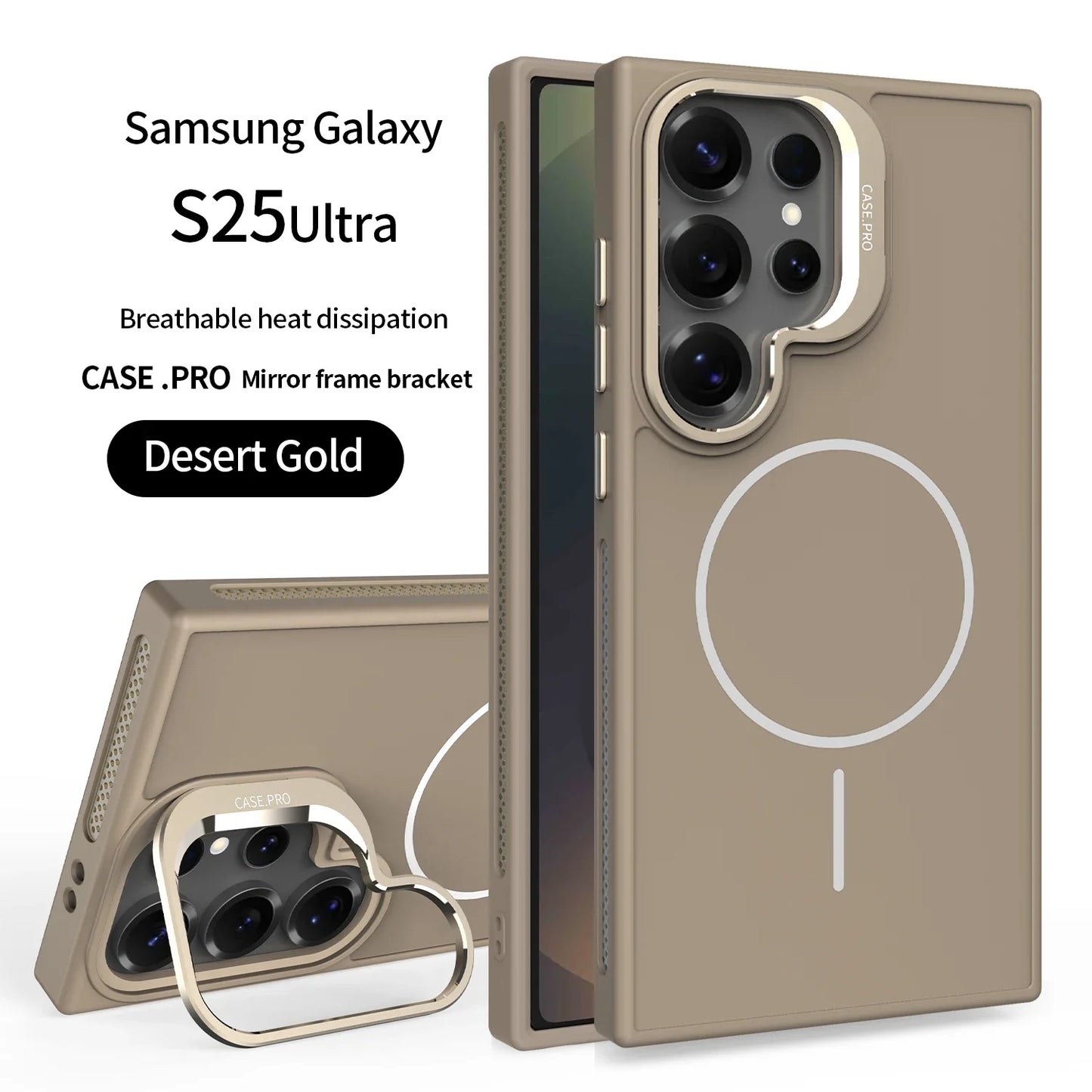 Samsung Galaxy Invisible Bracket Cooling Function Case for Samsung Galaxy S25 S24 Ultra with MagSafe Wireless Charging Drop Protection Cover