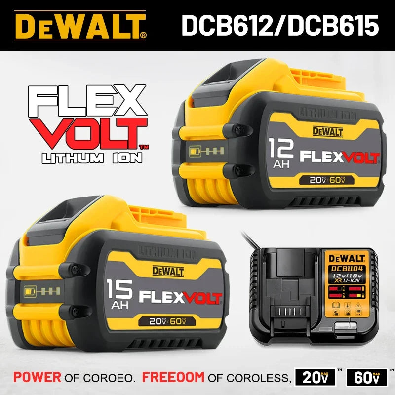 DeWalt original 12Ah 18V/20V-60V Flex Volt battery - 1Pk, 2Pk, 3Pk, 4Pk and Charger options