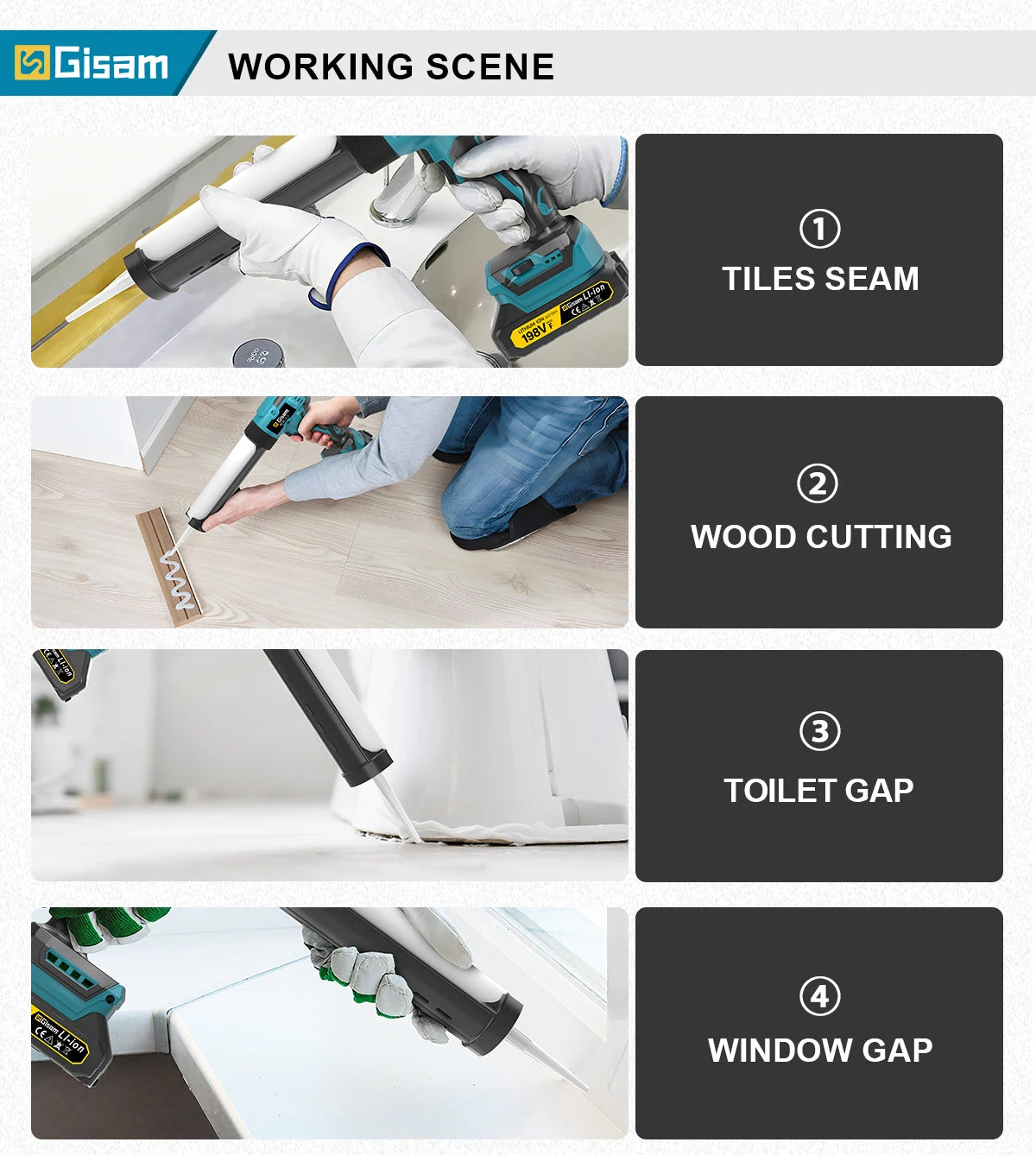 Makita Compatible 18V Gisam 400KG Cordless Electric Caulking Gun 6Gears Glass Glue Gun Adhesive Glue Sealant Power Tool For Makita 18V Battery Pin