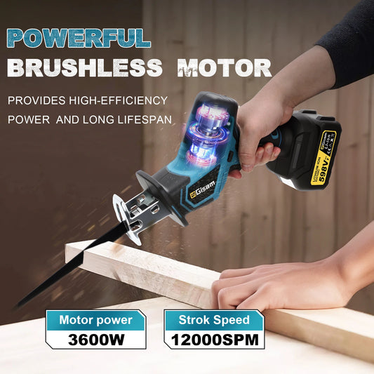 Makita Compatible 18V Gisam 12000Spm 3600W Brushless Reciprocating Saw Cordless Electric Chainsaw Wood Metal Cutting Tools For makita 18v battery pins