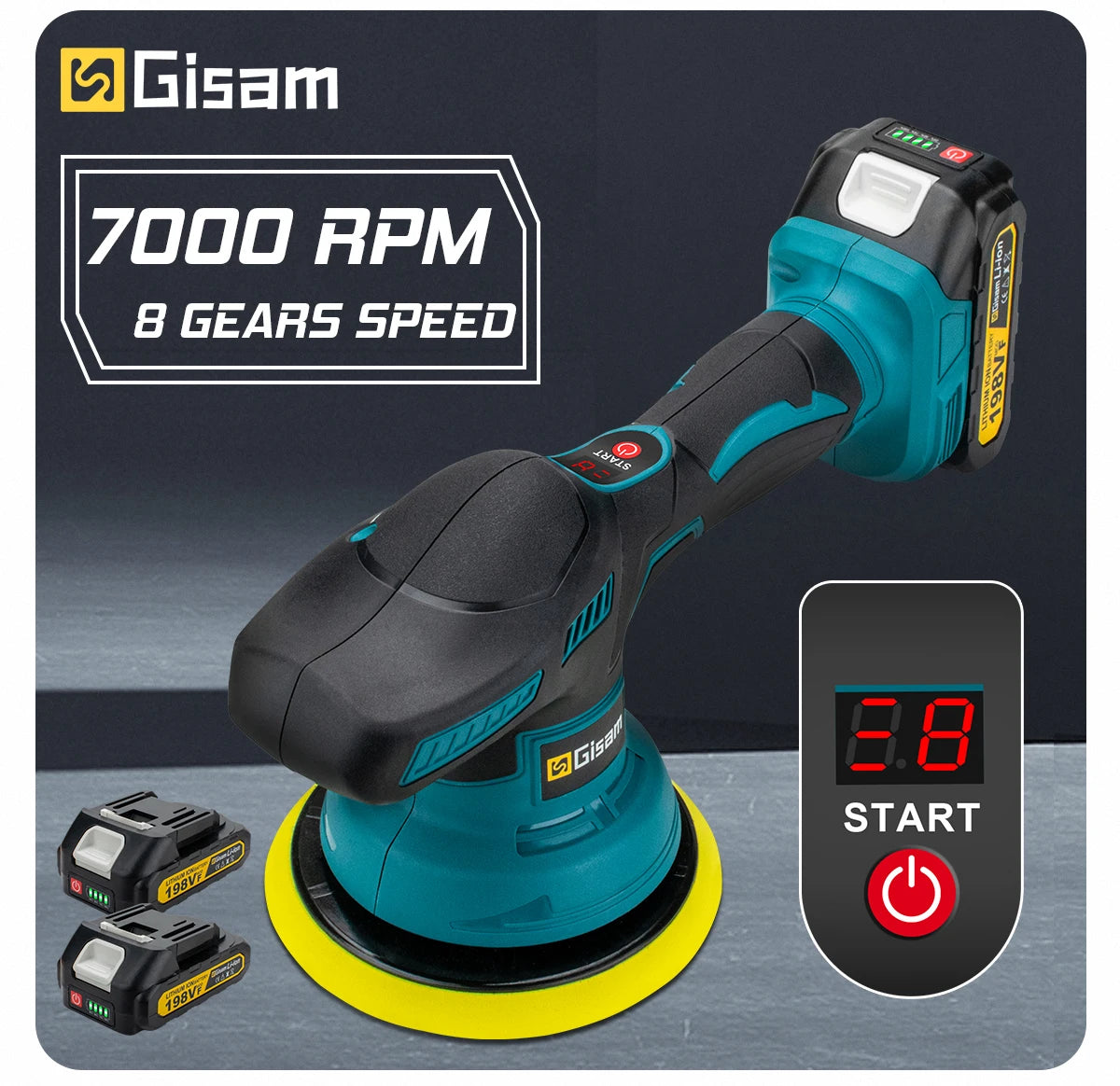 Makita Compatible 18V Gisam Cordless Car Polisher 8 Gears Digital Display Electric Polisher Auto Car Polishing Waxing Machine For Makita 18V Battery