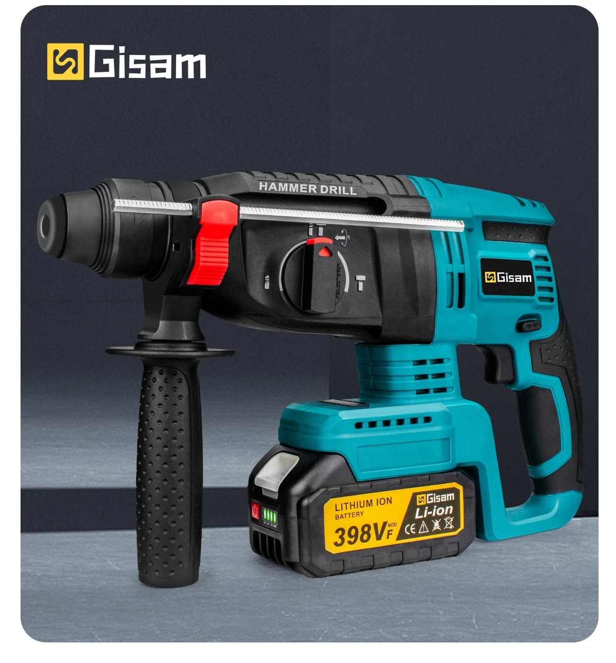 Makita Compatible 18V Gisam 26MM Brushless Electric Hammer Drill Multifunctional Cordless Rotary Hammer Impact Drill Tool For Makita 18V Battery Pin
