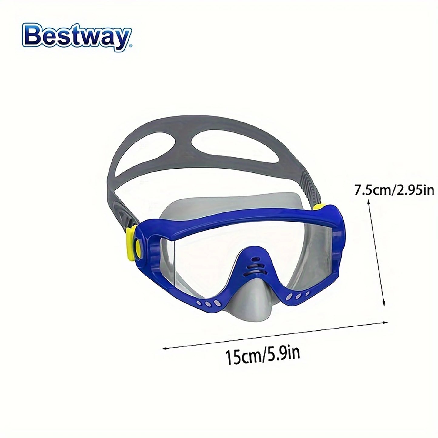 Bestway 22044 3 JV Colours/1 Swimming Goggle SetAdjustable Silicone Headband, Snorkelling Diving MaskPanoramic HD Swimming Mask