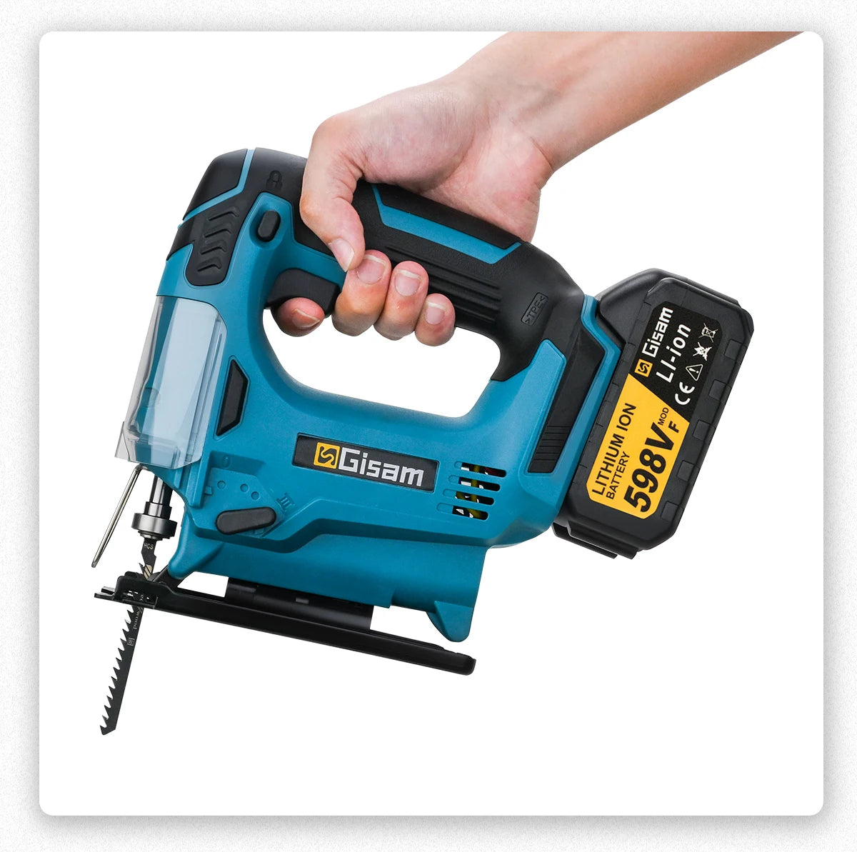 Makita Compatible 18V Gisam 26mm Electric Jigsaw Portable Cordless Saw Multi-Function Wood Cutting Woodworking Machines For Makita 18V Battery pin