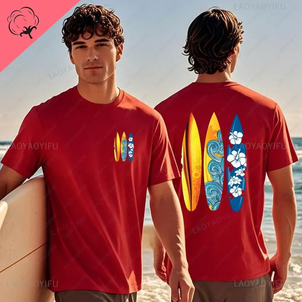 Hawaiian Traditions North Shore JV Printed Hawaii Surfing Men Women White High Qulaty Cotton T-shirt Comfortable Beach-style Surf Tee Tops