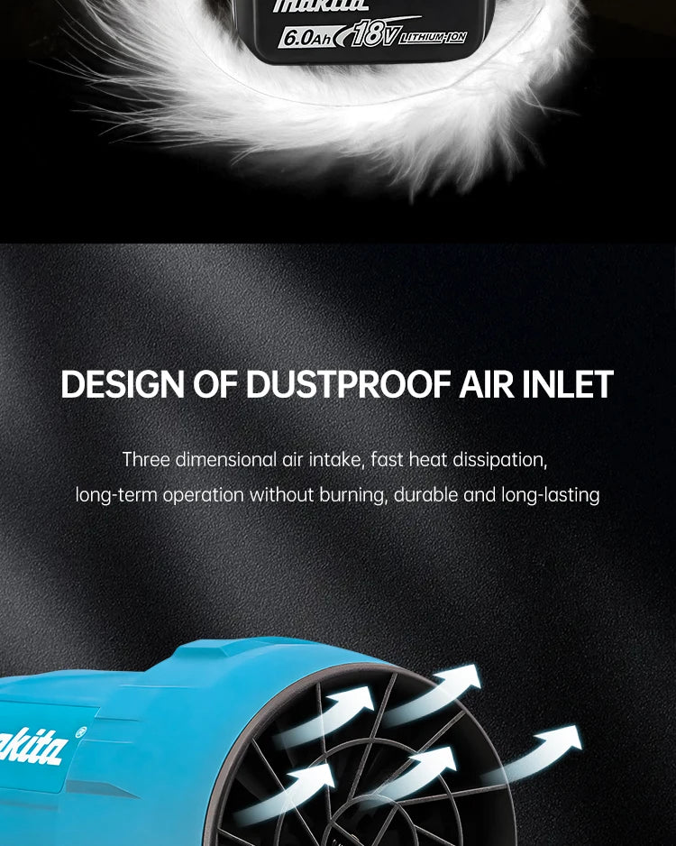 Makita UB102 18V Brushless Turbo Fan Blower Electric Handheld Jet Fan for Snow And Leaf Dust Blowing No Battery Included