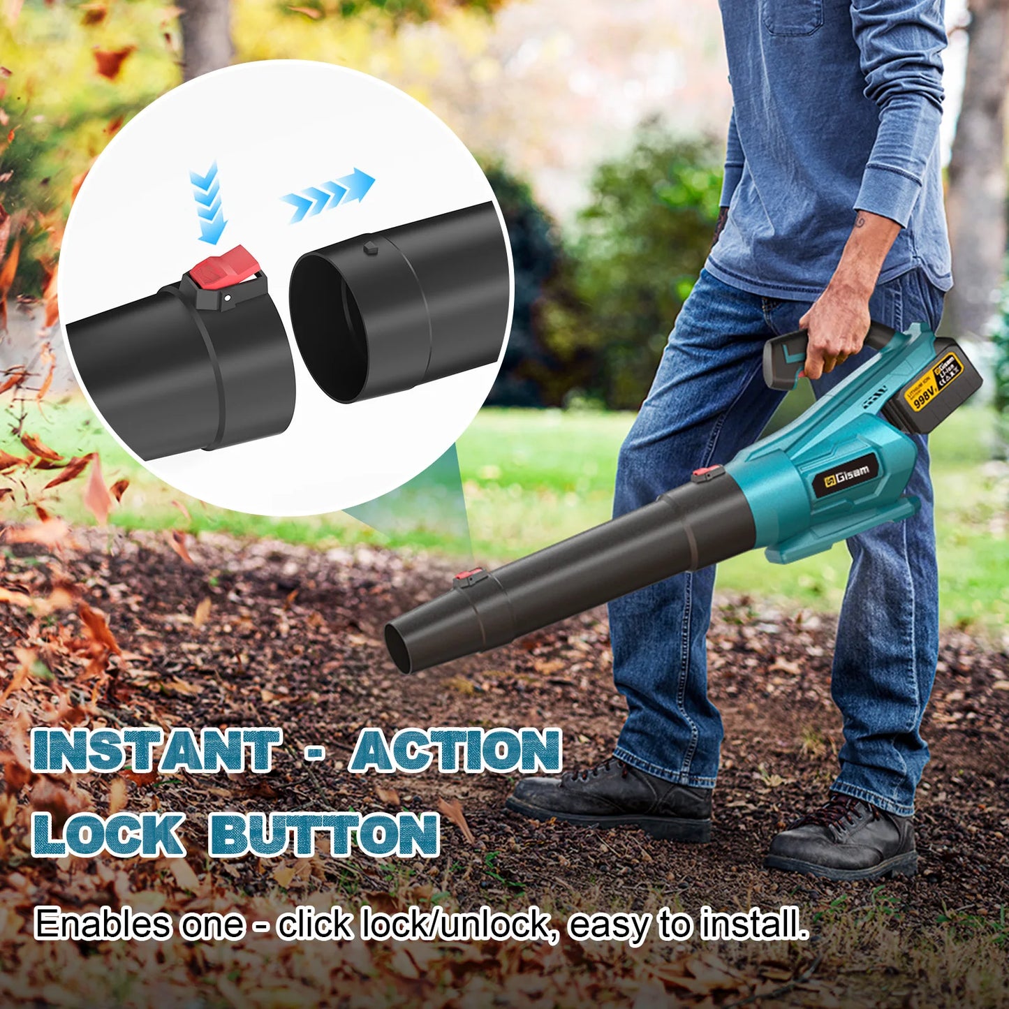 Makita Compatible 18V Gisam 2000W Brushless Electric Air Blower Cordless Leaf Blower Leaves Snow Dust Cleaning Tool Fit For Makita 18V Battery Pins