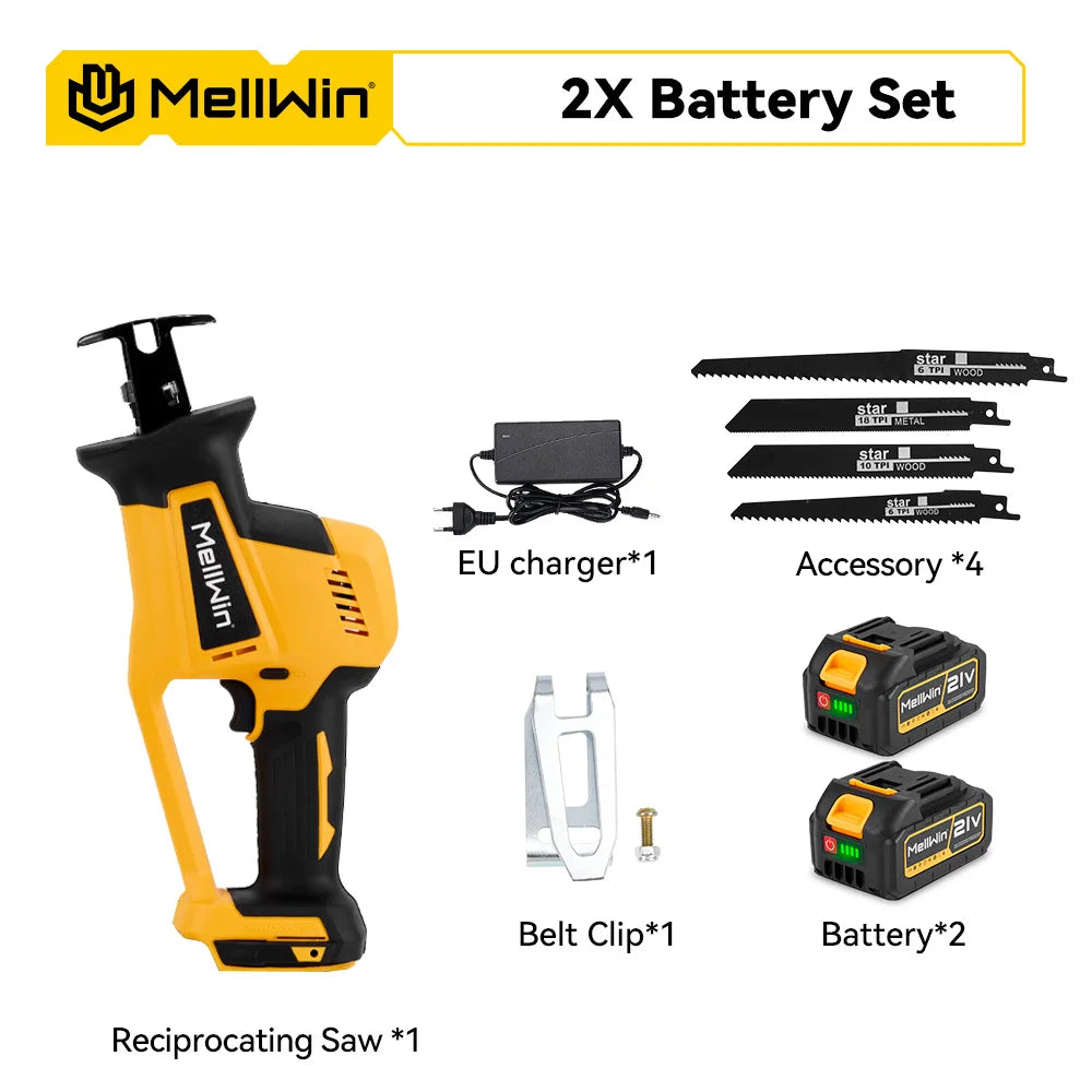 Makita Compatible 18V MELLWIN 3600W Cordless Brushless Electric Reciprocating Saw 12000SPM Wood Metal Pipe Cutting Saw Tool For Makita 18V Battery Pin