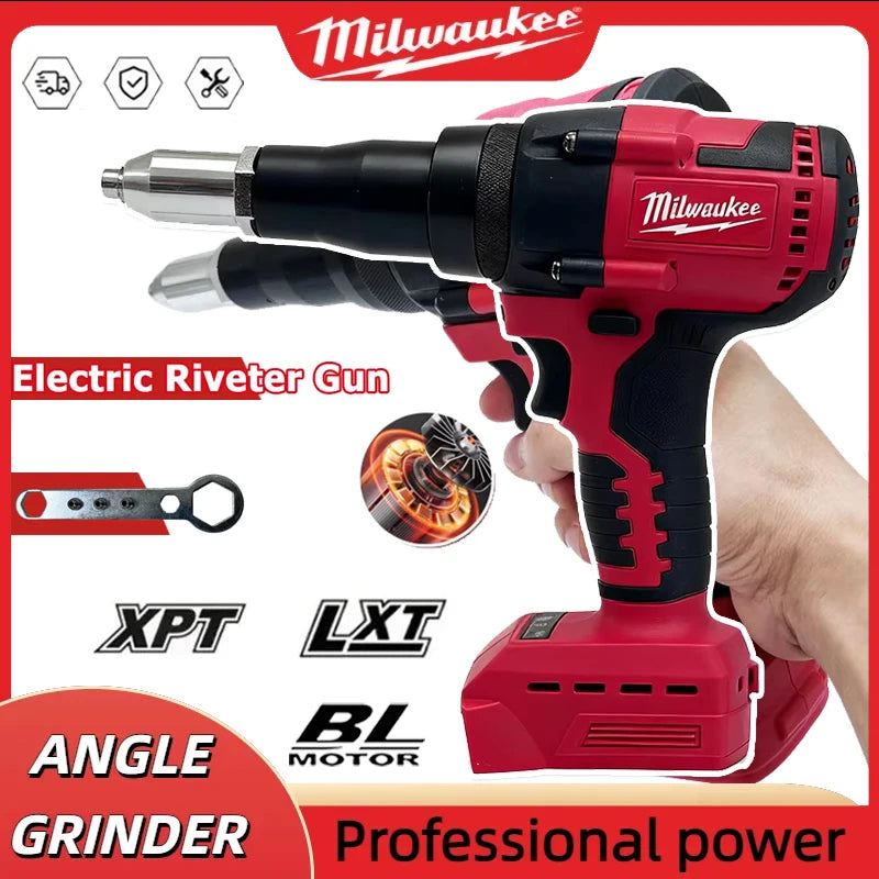 Milwaukee 18V 2505 Electric Riveter Gun 4.8mm Cordless Brushless Rivet Tool with Light Compatible with 20V 18V Milwaukee Batteries