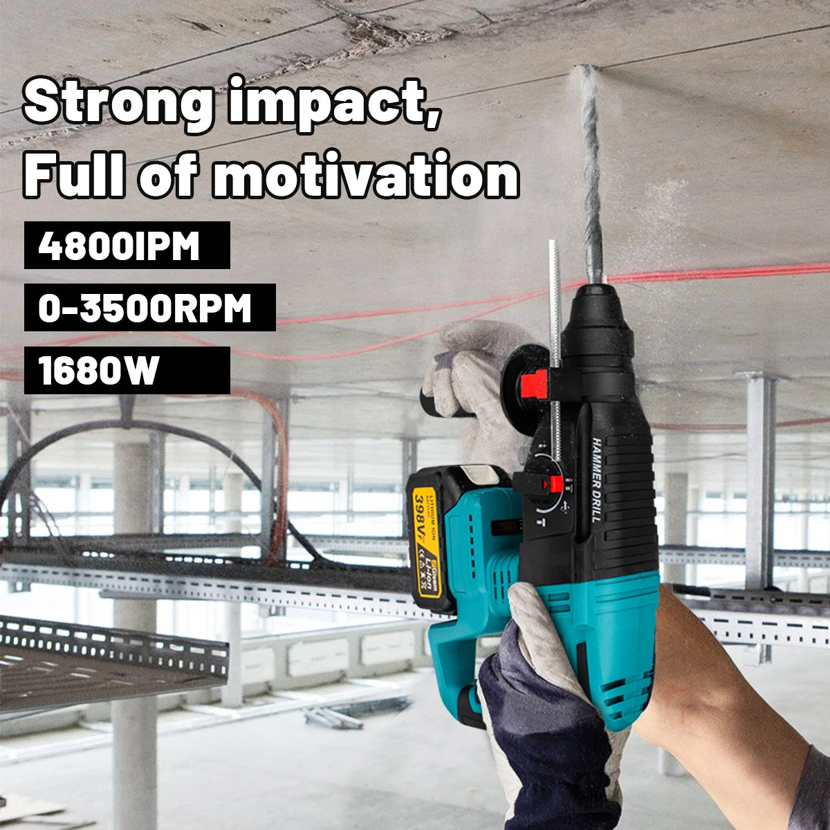 Makita 18V compatible Gisam 26mm Brushless Electric Hammer Drill Multifunctional Rotary Hammer Cordless Impact Hammer Power Tools For Makita 18V Battery Pin