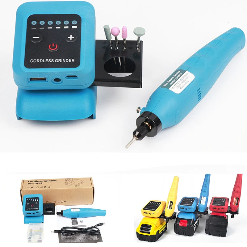 Makita Milwaukee DeWalt Compatible JV Die Grinder 18V 20V Max Lithium Battery Electric Grinder Portable Speed Adjustment DIY Electric Drill for Makita/Dewalt/Milwaukee 18V Li-ion Battery