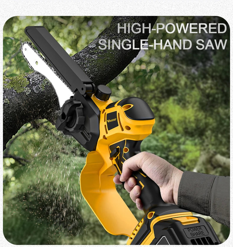 DeWalt Compatible JV 18V 20V Max VIVSSO Electric Chain Saw Rechargeable Woodworking Saw 8 Inch Mini Chain Saw Garden Pruning Saw Tool For Dewalt 20v Battery Pins