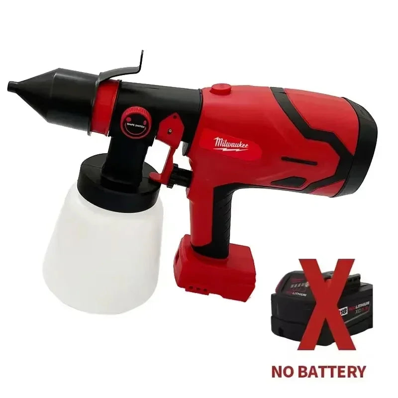 Milwaukee 18V 800ML Electric Spray Gun Cordless Paint Sprayer Auto Furniture Steel Coating Airbrush Compatible Red Electric Spray