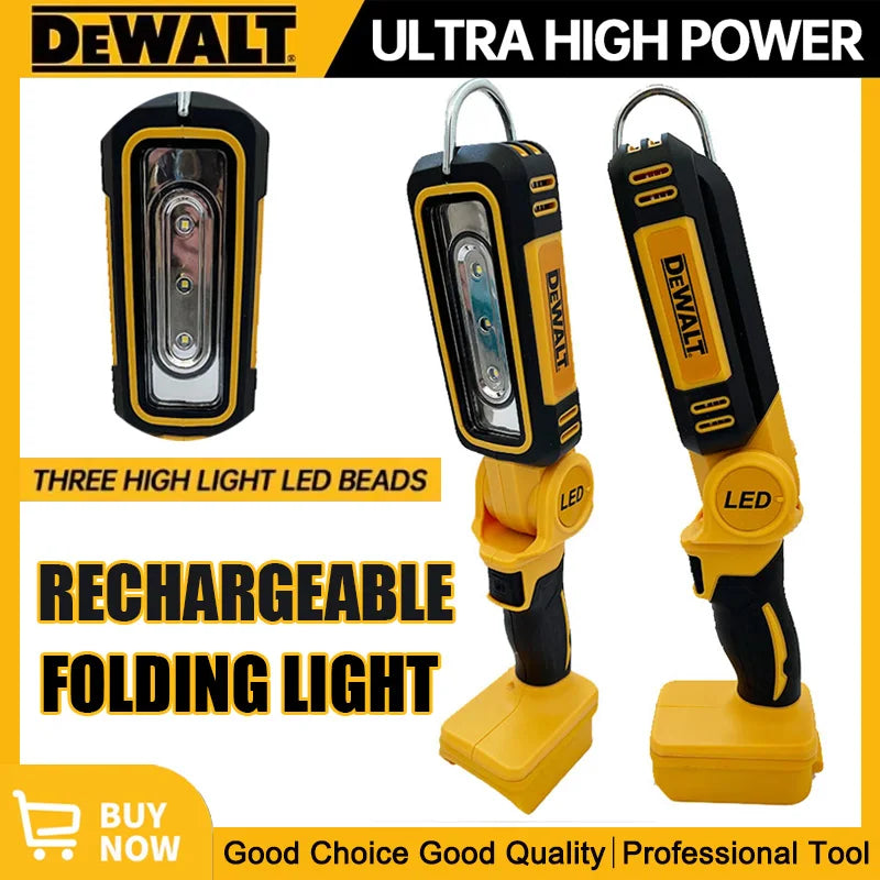 DEWALT 18V 20V max Lithium Battery 90 Degree Multifunctional Folding Work Light Portable Camping Light Emergency Flashlight Car Service