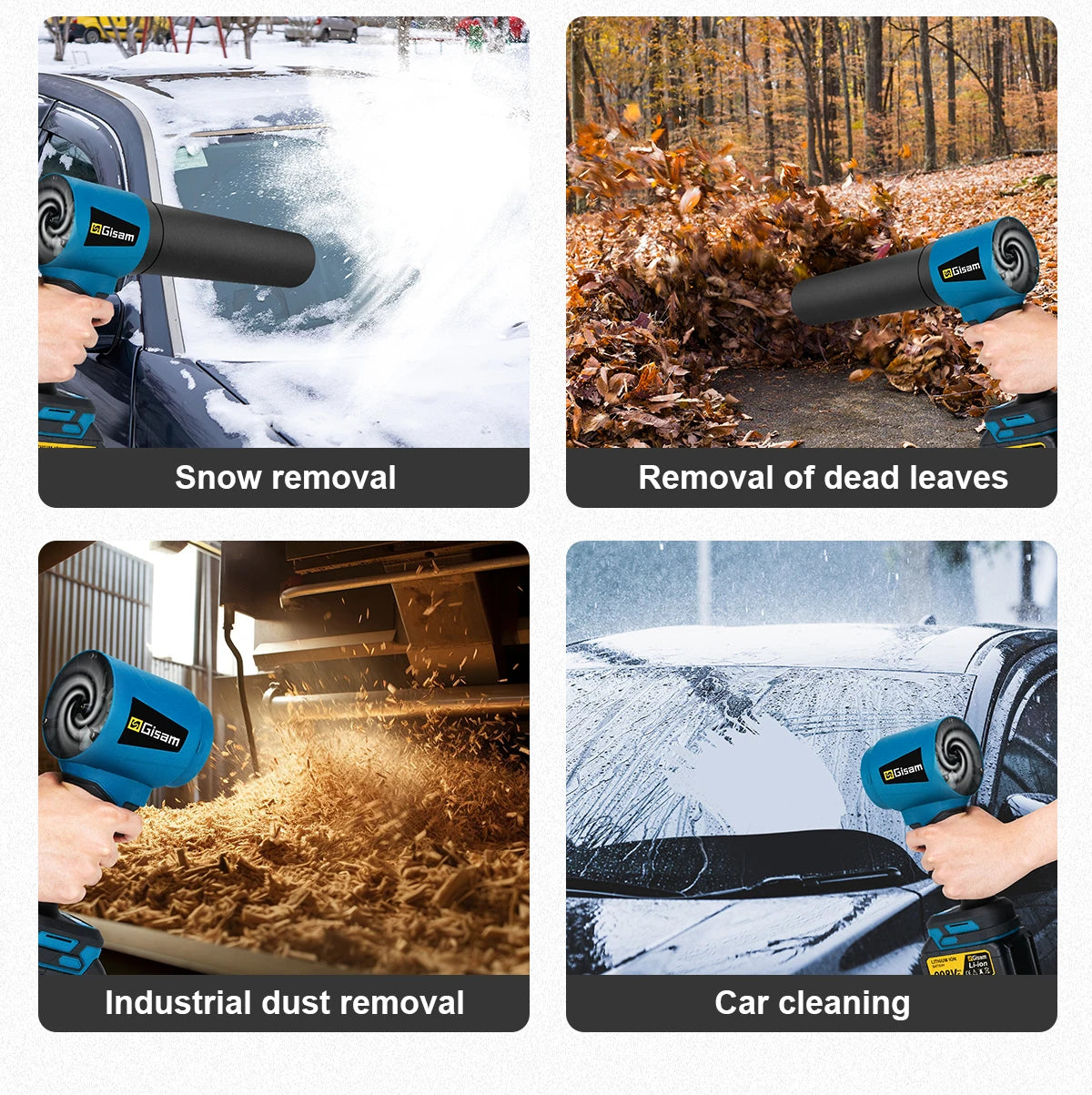 Makita Compatible 18V Gisam 300000RPM 400M/S Brushless Electric Turbo Blowers Jet Fan Handheld Leaf Blower Dust Blowing for Makita 18V Battery Pins