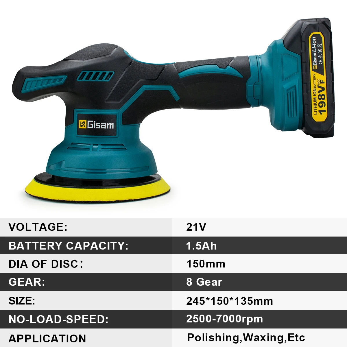 Makita Compatible 18V Gisam Cordless Car Polisher 8 Gears Digital Display Electric Polisher Auto Car Polishing Waxing Machine For Makita 18V Battery