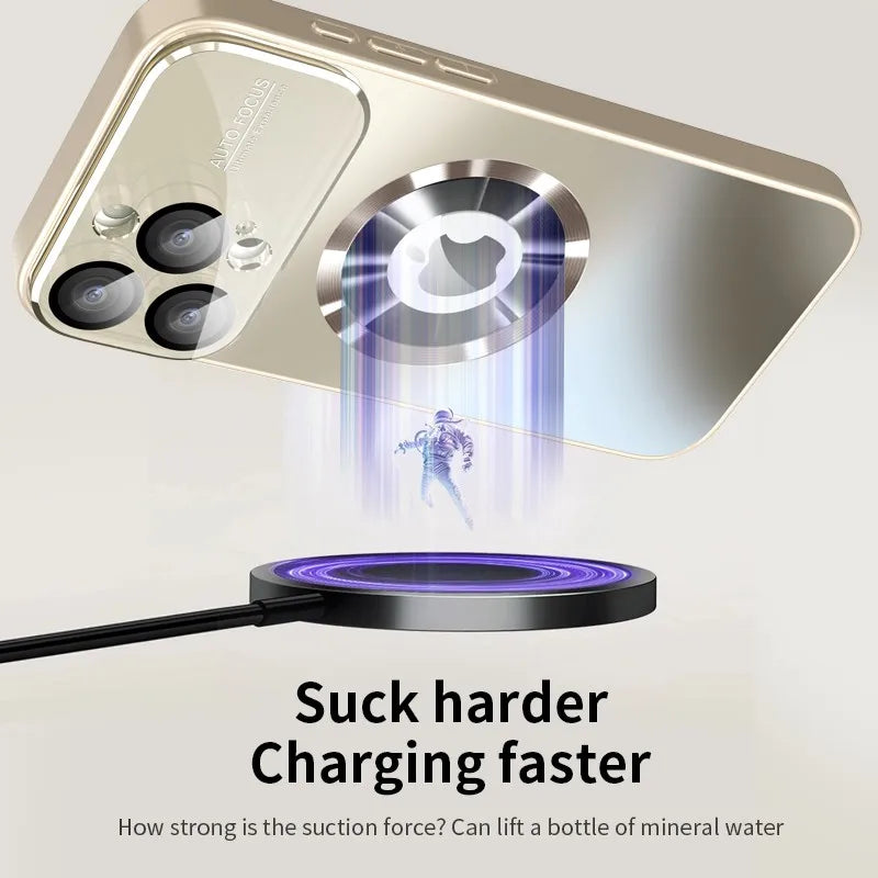 iPhone Titanium Metallic Luxury Matte Case For iPhone 16 15 14 13 12 11 Pro Max Plus For Magsafe Glass Lens Camera Protection Cover