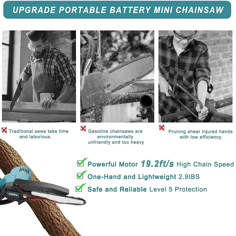 Makita compatible 18V JV Mini Chainsaw for Makita 18v (No Battery) Woodworking with Small Handheld Electric 6-inch Logging Sawzall Mini Portable Chainsaw