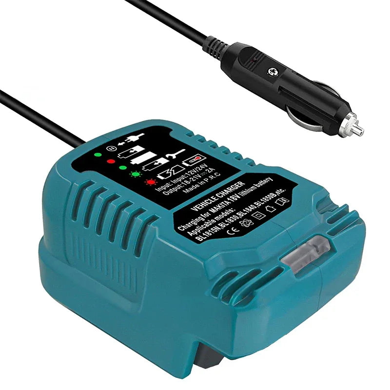 Makita Compatible 12V/24V 100-240V Li-ion Battery Mini Compact Car Charger for Makita 18V Lithium Ion Battery BL1860 BL1830 Replacement for DC18RC