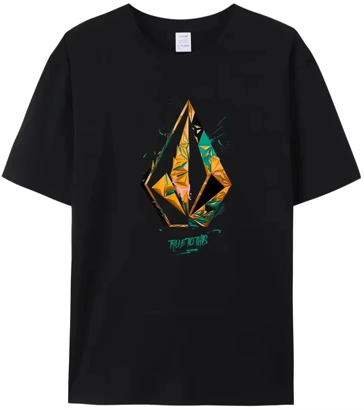 Volcom JV Printed Men Women Cotton T-shirt Luxury Brand Fashion Big Size Top Casual Short Sleeve Streetwear Classic Print Loose Tee 2025