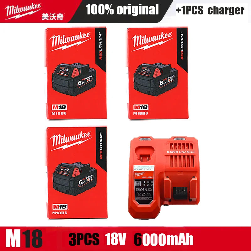 Original Genuine Milwaukee Battery M18B6 6.0Ah 48-11-1860 48-11-1850 M18 Tool Lithium in Original Packaging