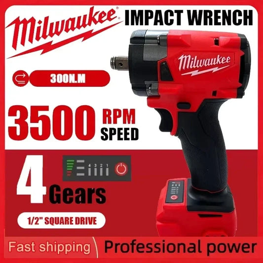 Milwaukee 18V Brushless Screwdriver Cordless 1/2 Electric Wrench Car Truck Repair Impact Drill Rechargable For Battery Tools