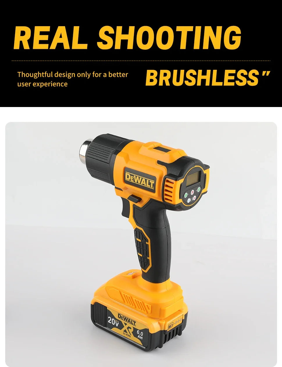 Dewalt 18V 20V MAX DCE530 Cordless Heat Gun with 6.0Ah battery, Charger and 5x attachments