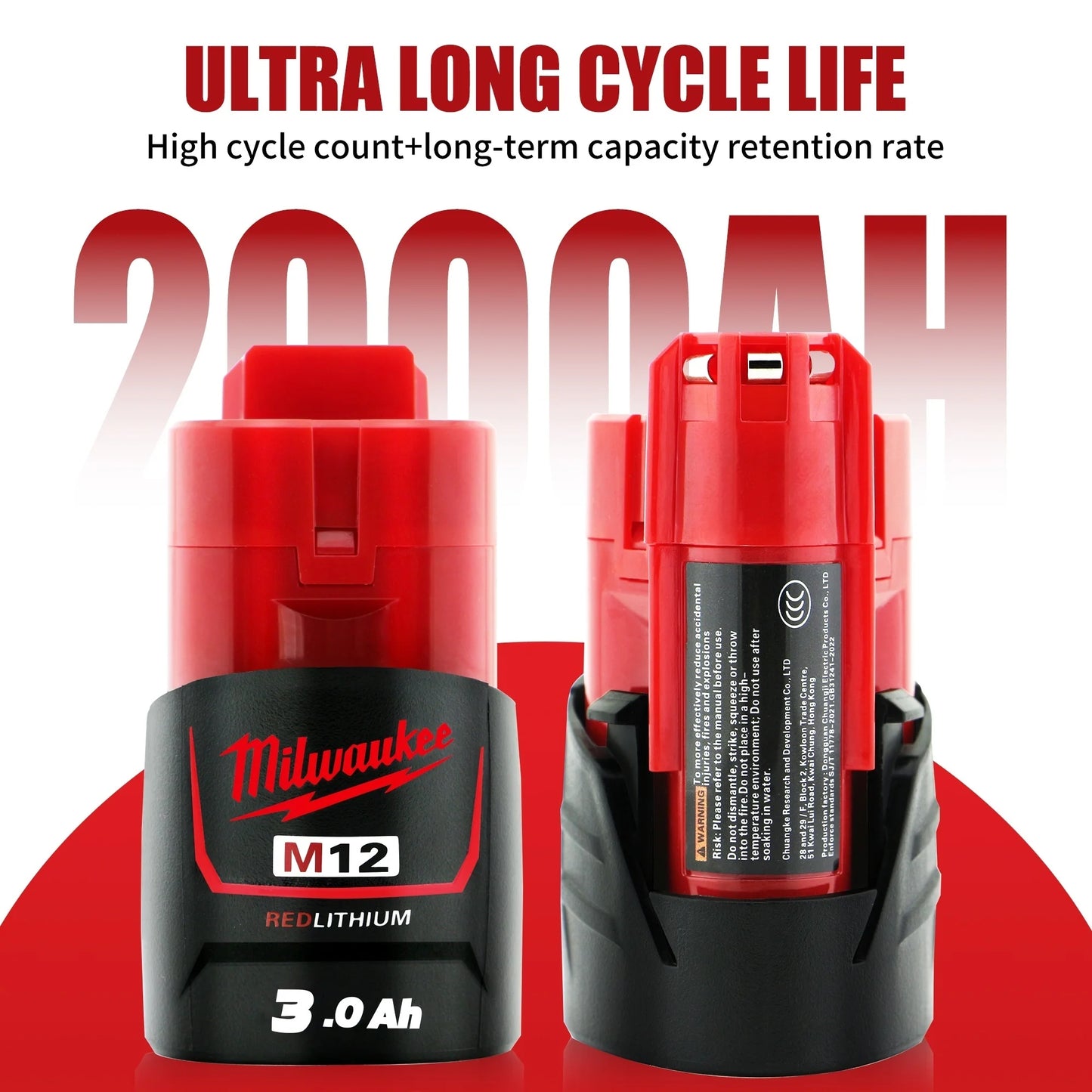 Milwaukee Original m12 battery 12V 3AH - 1Pk, 2Pk, 3Pk, 4Pk and charger options