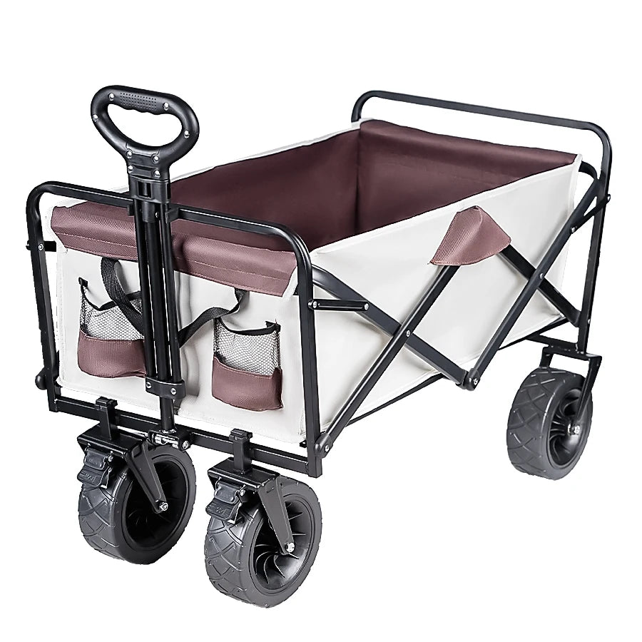 Trolley wagon JV Large Weight Capacity Heavy Duty Cart Collapsible Folding Beach Wagon with Big All-Terrain Wheels Outdoor Camping Equipment