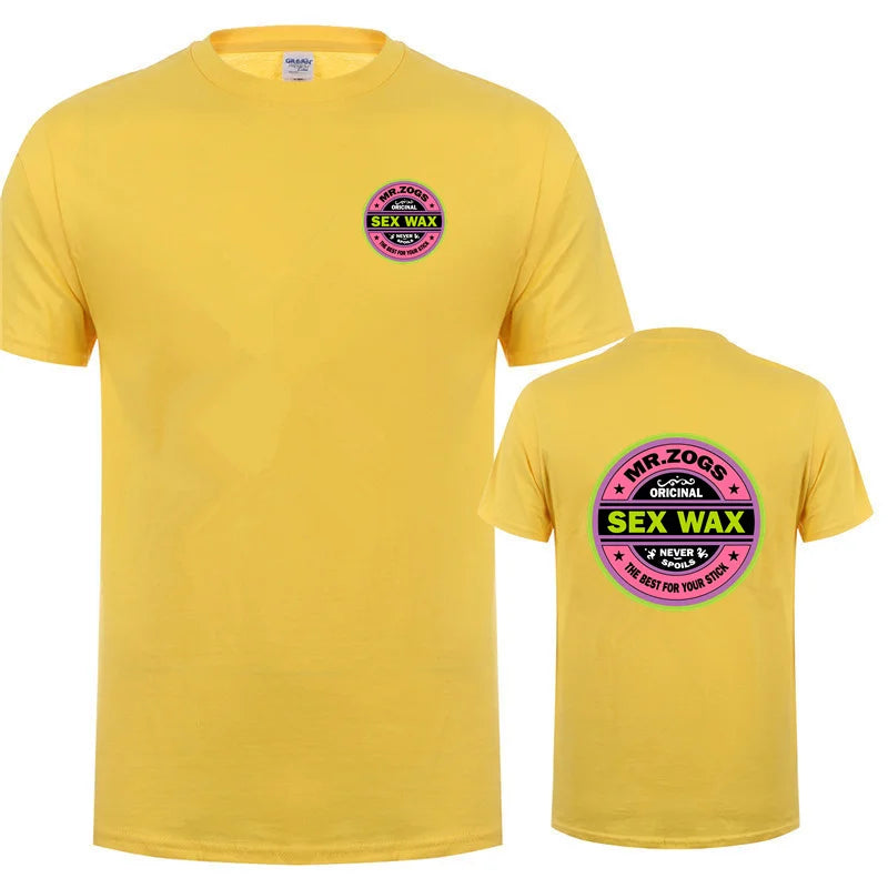 Sex Wax JV Printed Mr Zogs Surf T Shirt Men Casual Sex Wax T-shirts Summer Short Sleeve Cotton Mans Cool Tops DZ-031